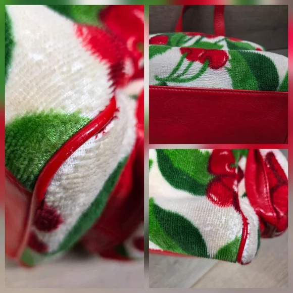 RARE Y2K Juicy Couture Cherry Velour Terry Daydreamer Weekender Bag Cherries - Picture 15 of 16